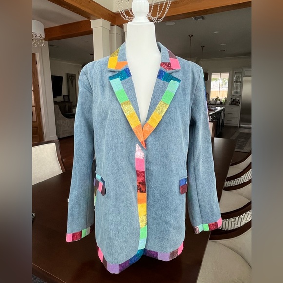 Queen of Sparkles denim/sequin jacket - Picture 1 of 7